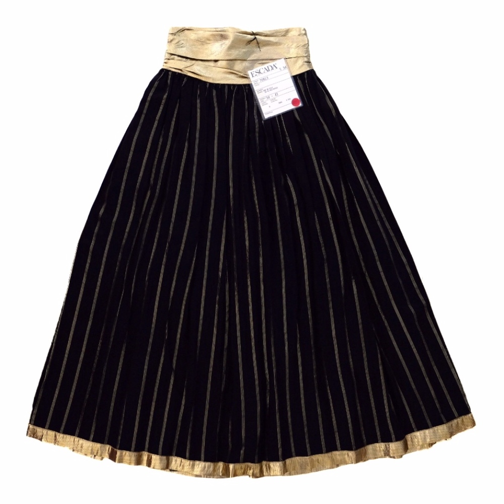 ESCADA SILK LONG SKIRT BLACK GOLDEN Sz 38 GERMANY